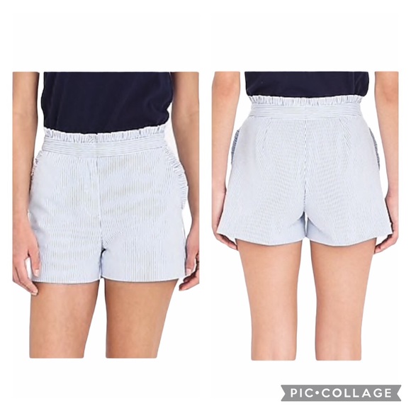 NWOT J. Crew Factory Seersucker Ruffle Shorts - Picture 1 of 11